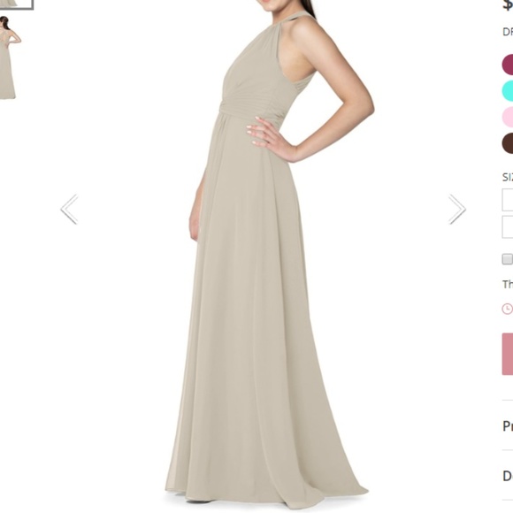 Azazie Chrissy floor length chiffon dress in Taupe - Picture 3 of 3